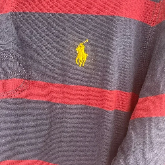 RALPH LAUREN POLO MEN RUGBY RED STRIPE LONG SLEEVE PULLOVER SHIRT | SIZE M - Picture 6 of 7